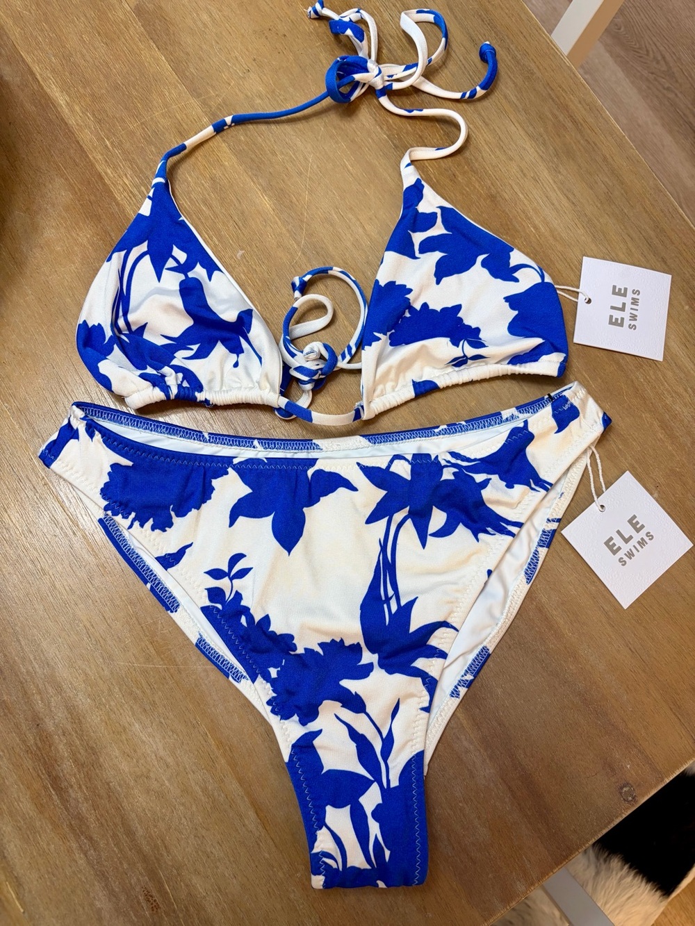 ELE SWIMS Rosa Cardiff Bikini Set Biarritz Blue L NWT